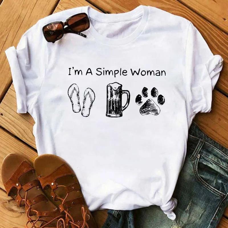 Fashion Women Dogs Paws T Shirt Peace Love Dogs Funny