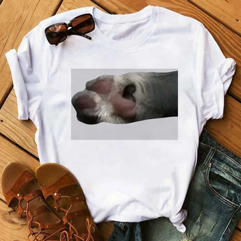 Fashion Women Dogs Paws T Shirt Peace Love Dogs Funny