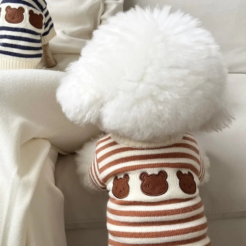 Luxury Dog Clothes Bear Striped Sweater  Pet Supplies