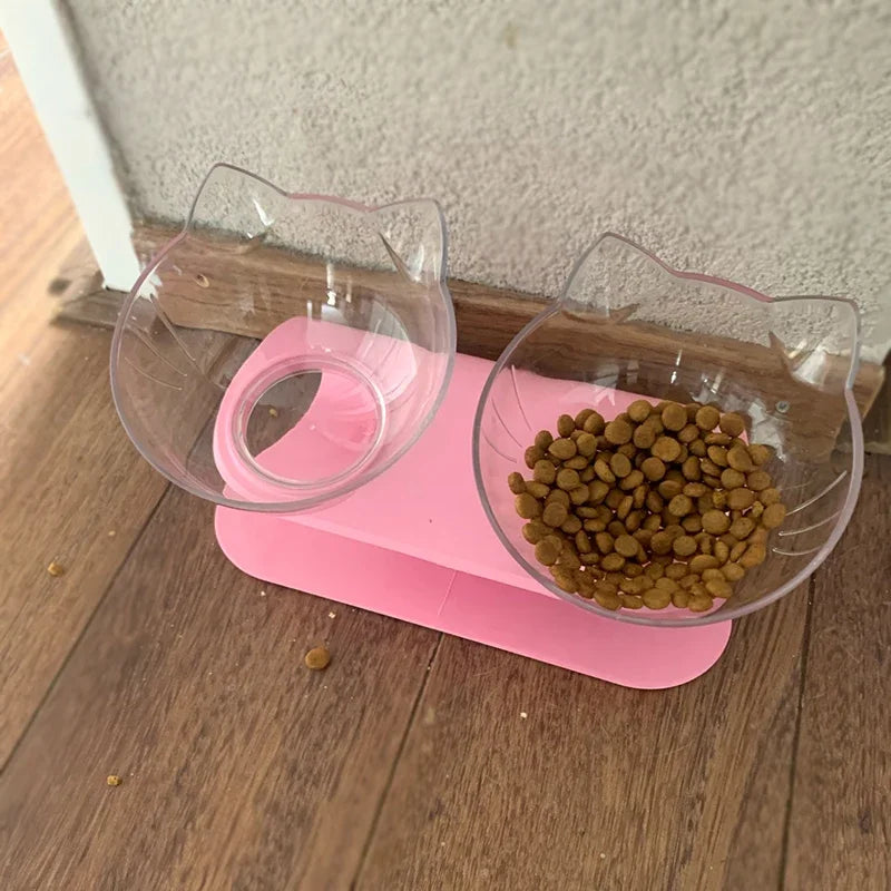 Double Cat & Dog Bowl With Stand Pet Feeding Pet Bowls