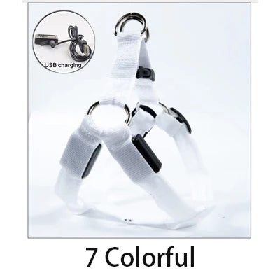 LED Dog Harness Rechargeable Flashing Night Safety