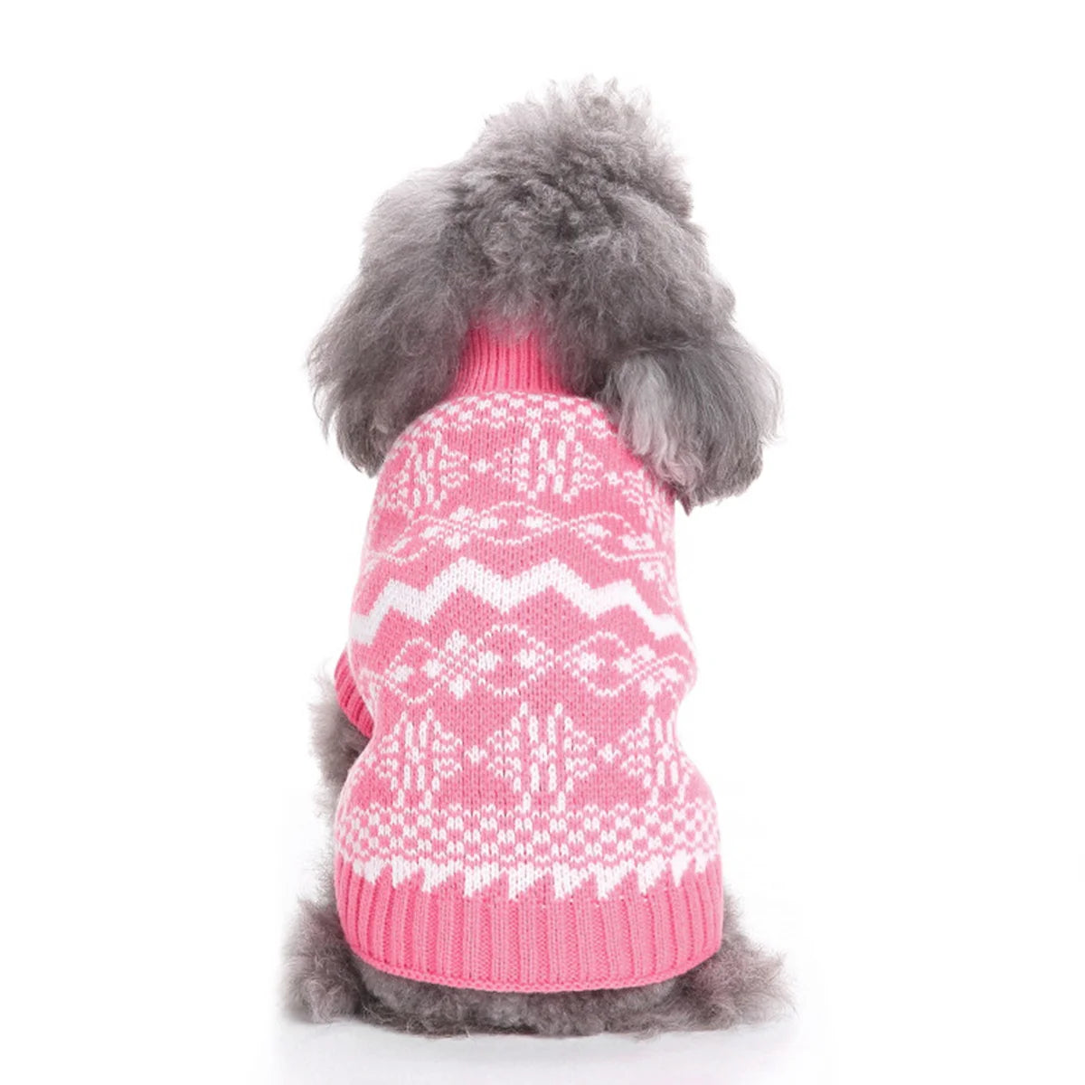 Winter Pet Knitted Sweater Pink Collar Puppy Warm Dog
