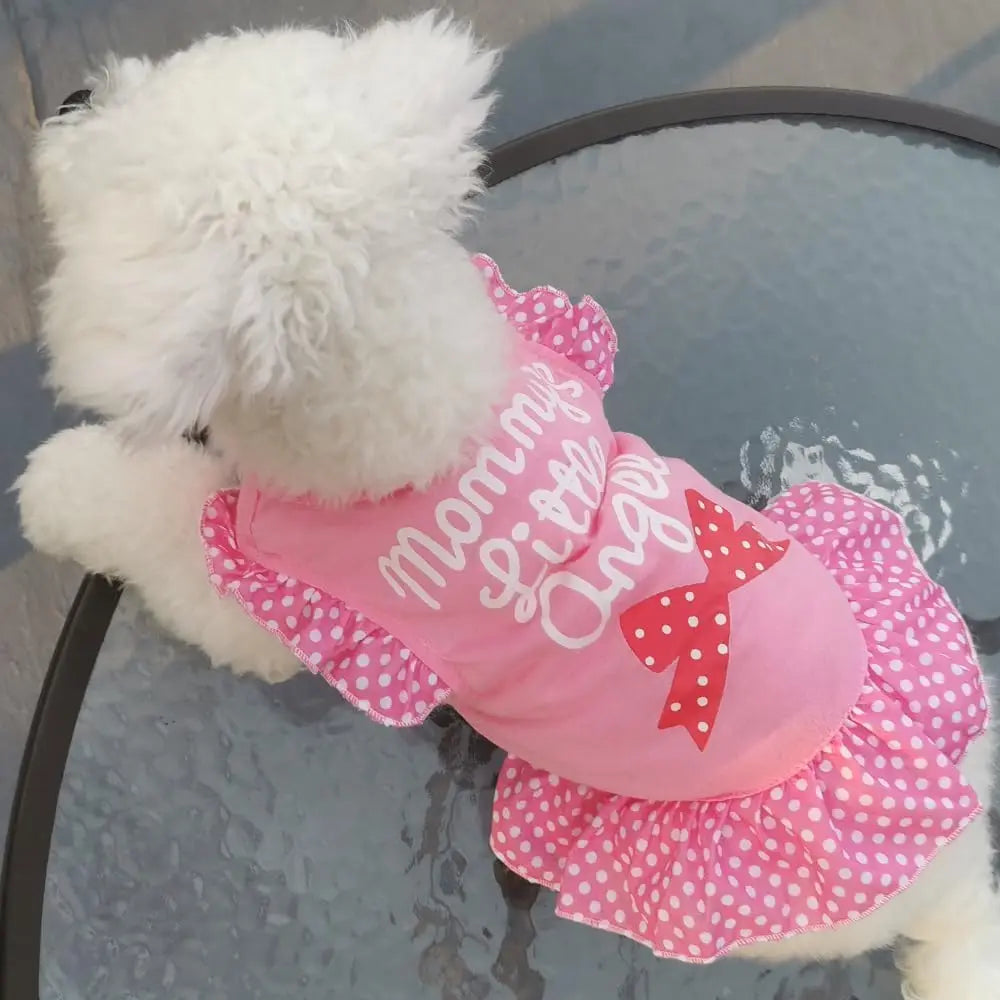 Cute Pink Angel Dog Dress for Small Pets  Puppy Shirt
