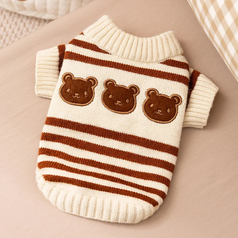 Luxury Dog Clothes Bear Striped Sweater  Pet Supplies