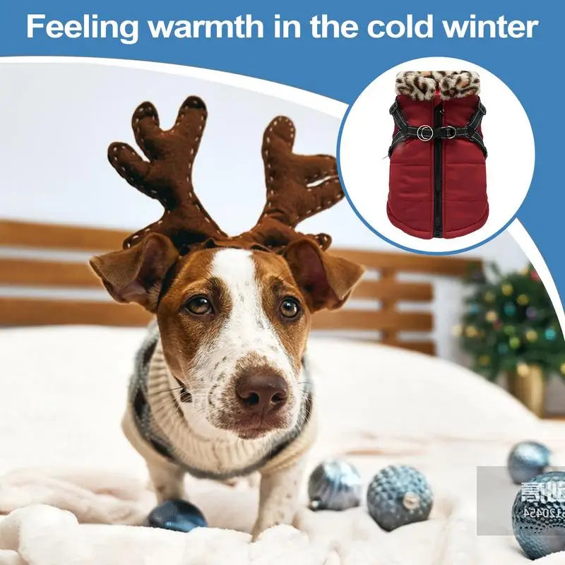 Dog Coat With Reflective Harness Winter  Waterproof Coat