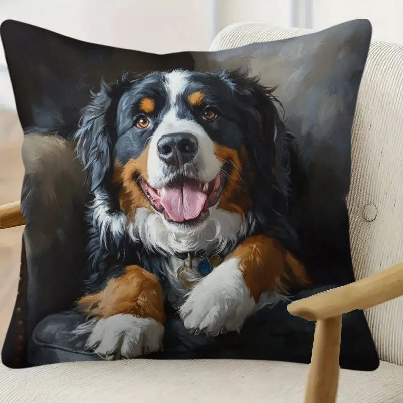 Modern Bernese Mountain Dog Pillow Cover Decor