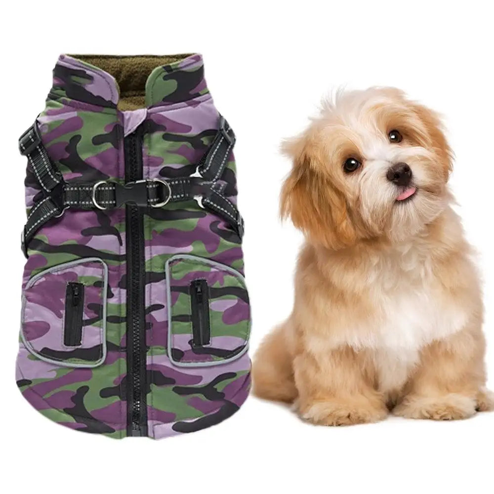 Dog Coat With Reflective Harness Winter  Waterproof Coat