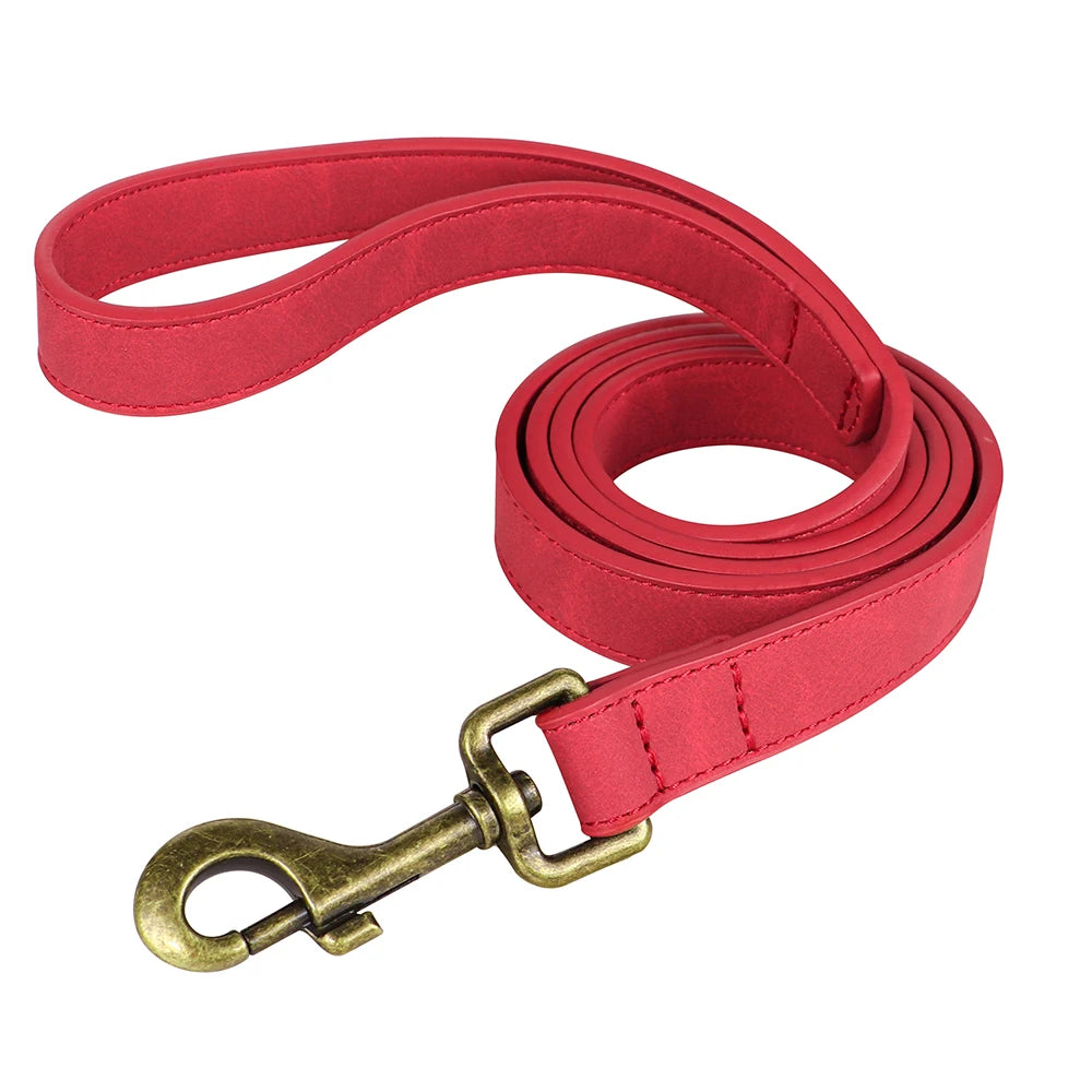 Custom PU Leather Harness And Leash Engraved Dog