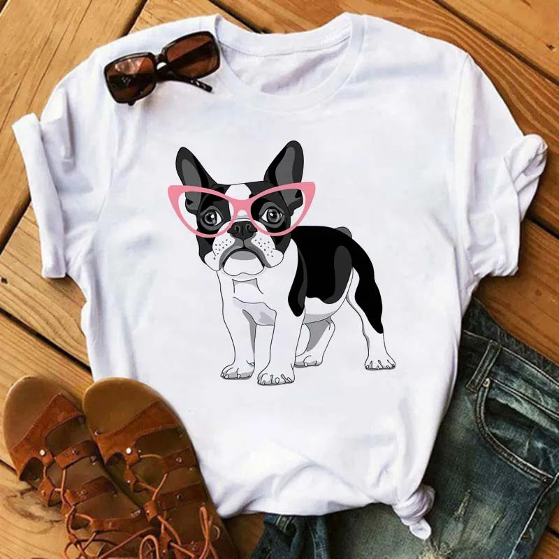 Cute French Bulldog T-shirt Animal Print Pattern Shirt