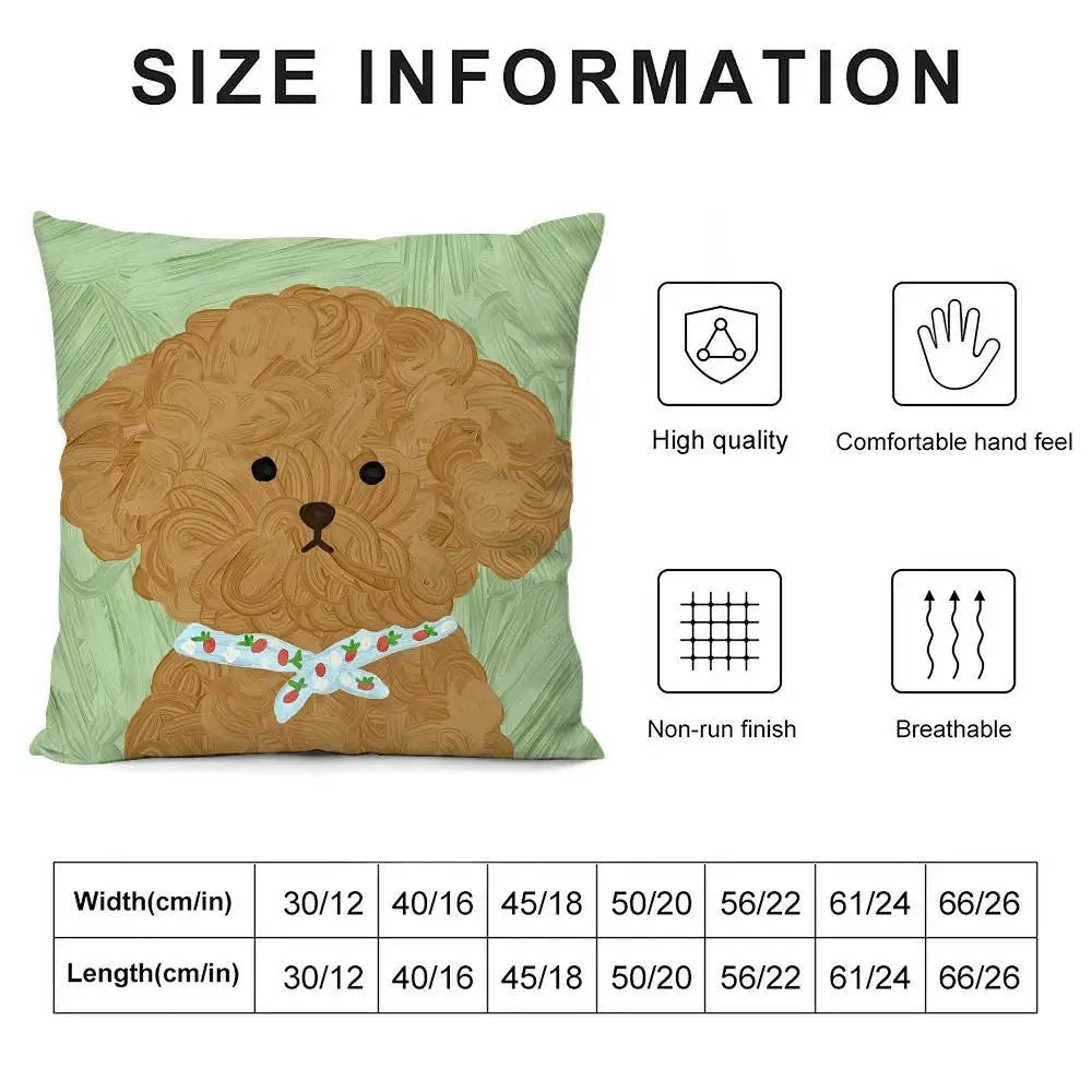Oil painting dog Cute Cushion Cover Soft Plush Throw Pillow