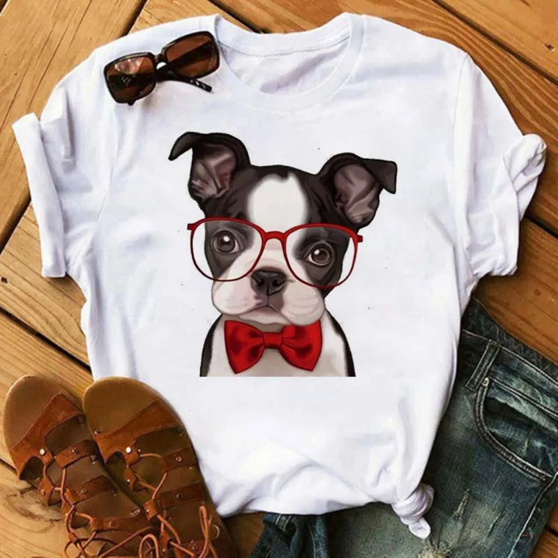 Cute French Bulldog T-shirt Animal Print Pattern Shirt
