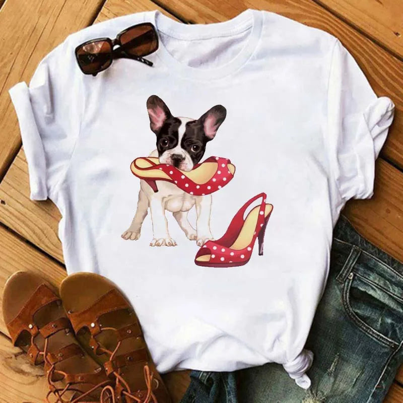 Cute French Bulldog T-shirt Animal Print Pattern Shirt