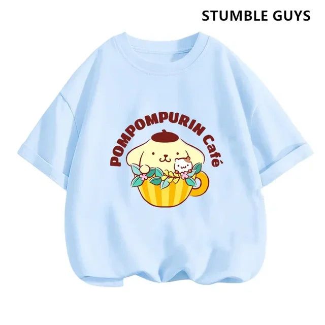 Summer New Trendy and Cool Children's T-shirt with Parcha Dog
