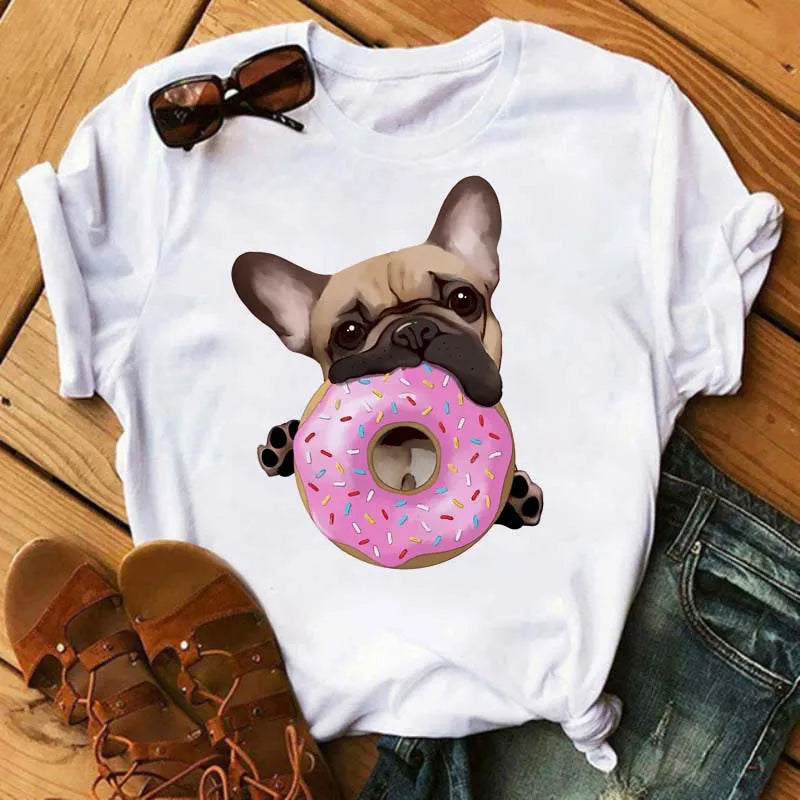 Cute French Bulldog T-shirt Animal Print Pattern Shirt