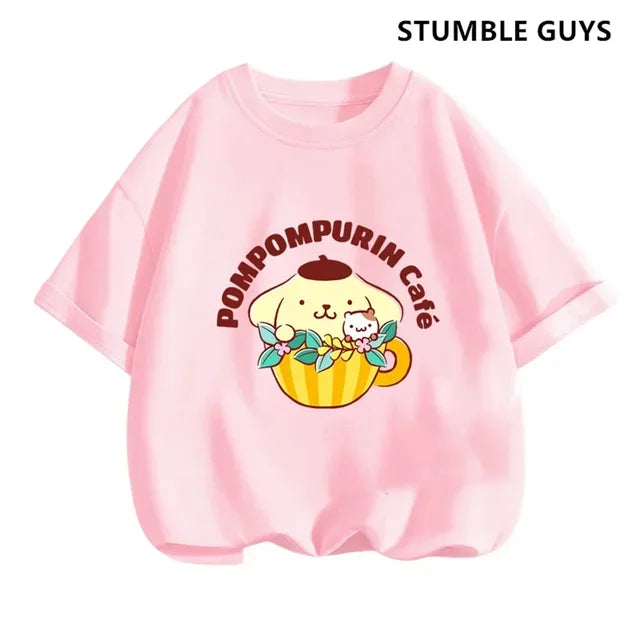 Summer New Trendy and Cool Children's T-shirt with Parcha Dog