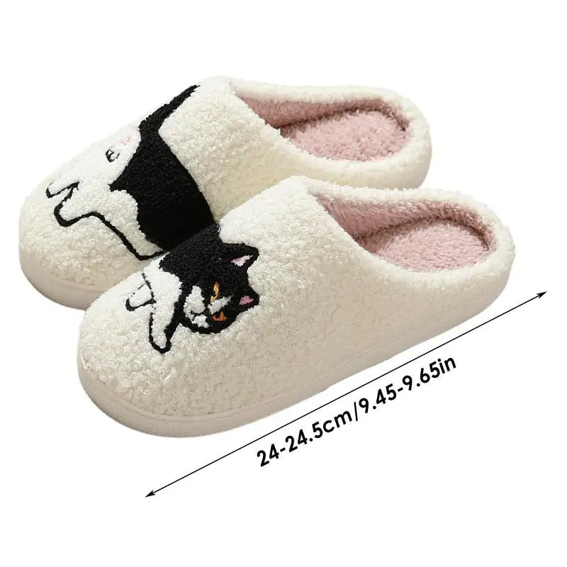 Women autumn Winter Warm Slippers Cartoon Cat Shoes