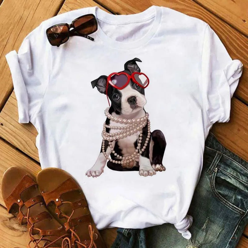 Cute French Bulldog T-shirt Animal Print Pattern Shirt