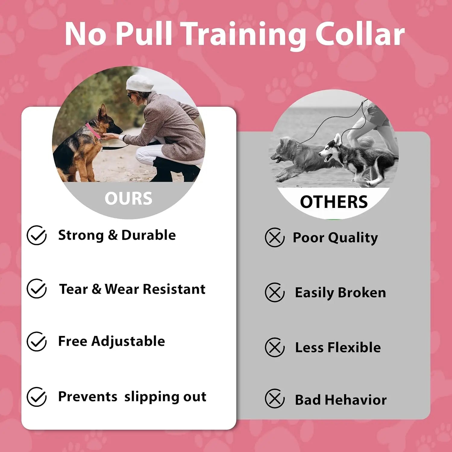 Adjustable No Buckle Martingale Dog Collar Reflective Slip