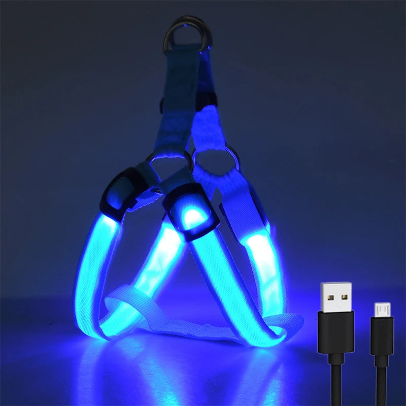 LED Dog Harness Rechargeable Flashing Night Safety