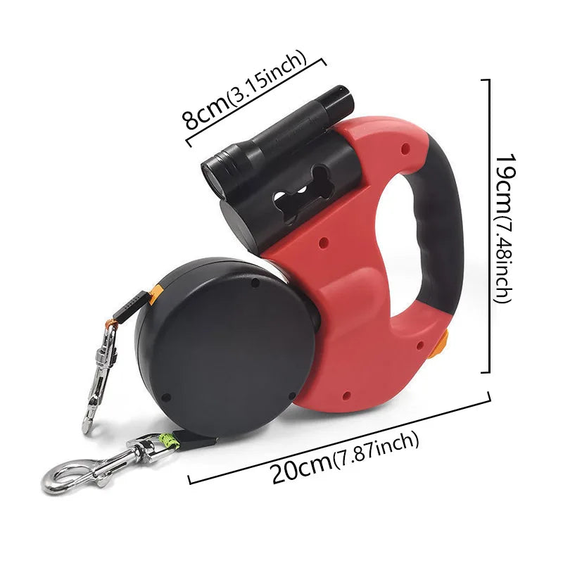 Dog leash Flashlight Poop Bag Dispenser Reflective Pet