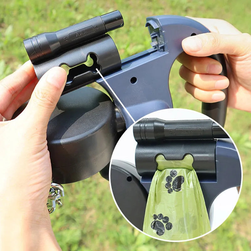 Dog leash Flashlight Poop Bag Dispenser Reflective Pet