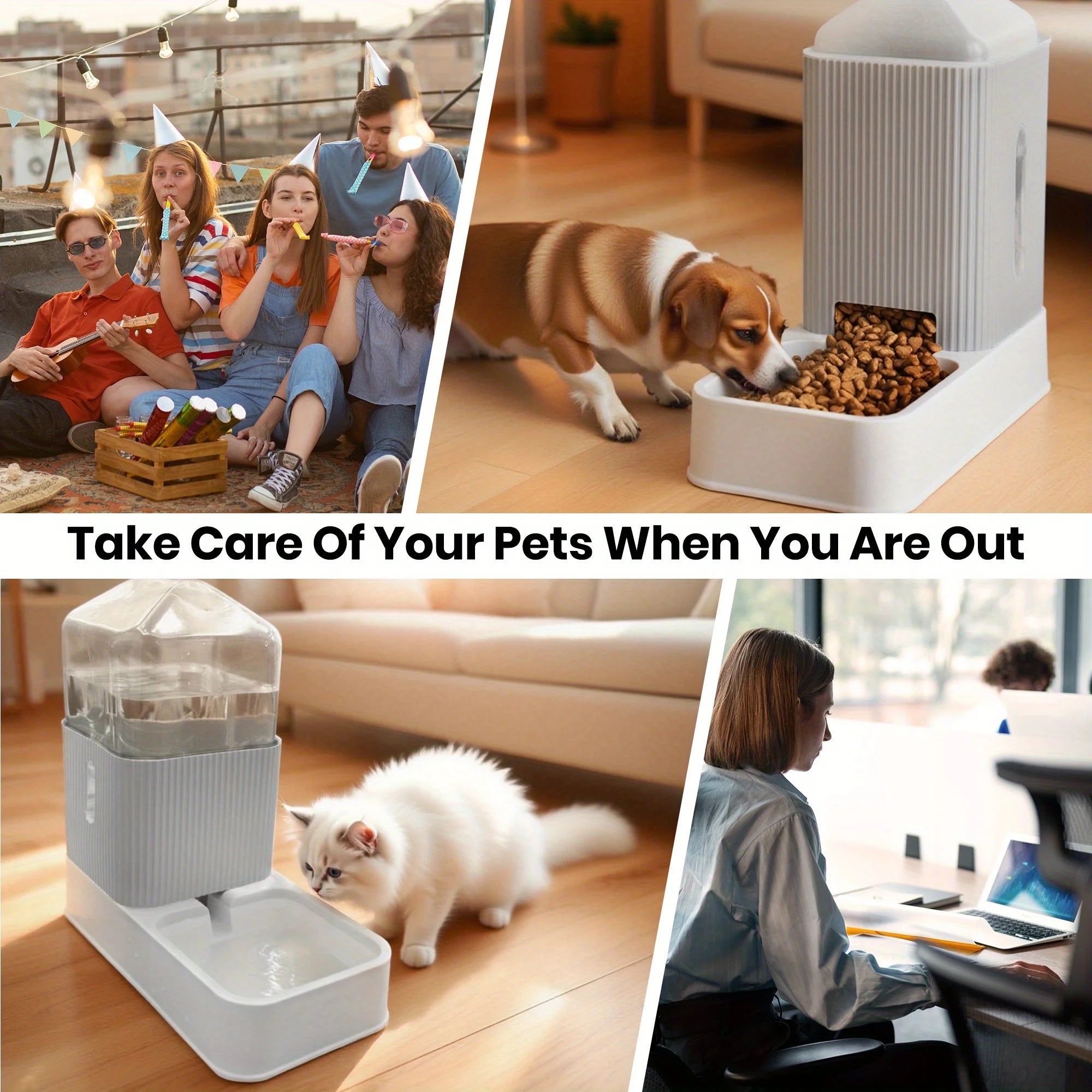 Dog/Cat Feeder And Water Dispenser Combo Pet Food