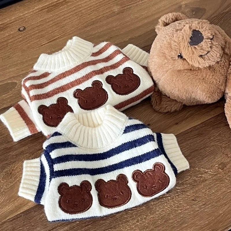 Luxury Dog Clothes Bear Striped Sweater  Pet Supplies