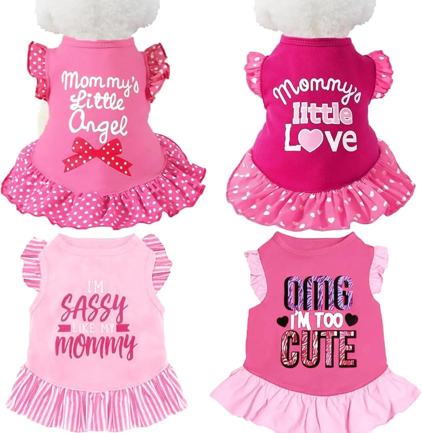 Cute Pink Angel Dog Dress for Small Pets  Puppy Shirt