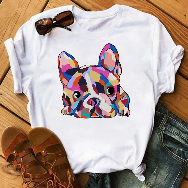 Cute French Bulldog T-shirt Animal Print Pattern Shirt