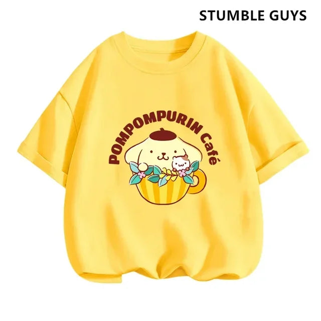 Summer New Trendy and Cool Children's T-shirt with Parcha Dog