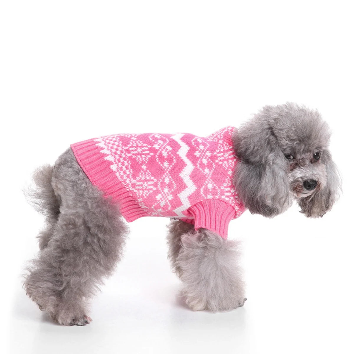 Winter Pet Knitted Sweater Pink Collar Puppy Warm Dog