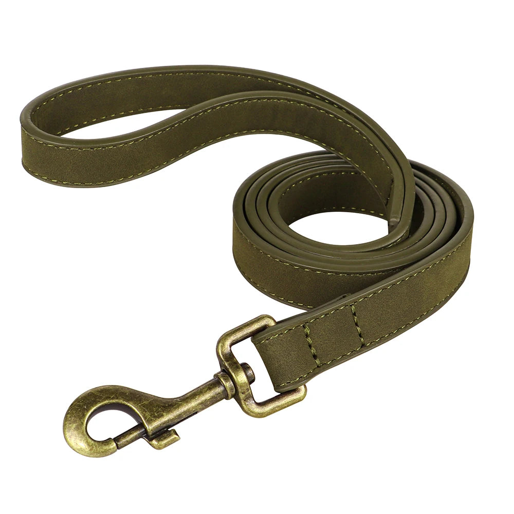Custom PU Leather Harness And Leash Engraved Dog