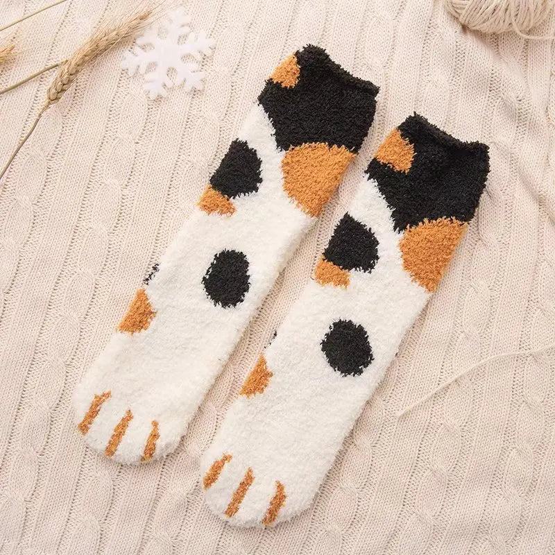Women Winter Warm Fluffy Socks Cute Animal Claw Socks