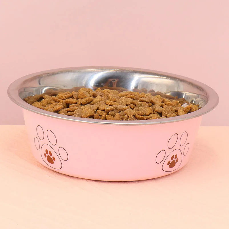 Stainless steel footprint dog bowl  bowl dog bowl cartoon