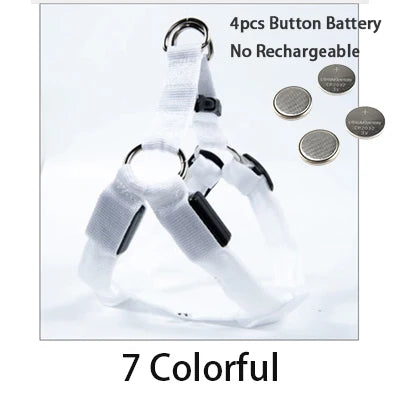 LED Dog Harness Rechargeable Flashing Night Safety