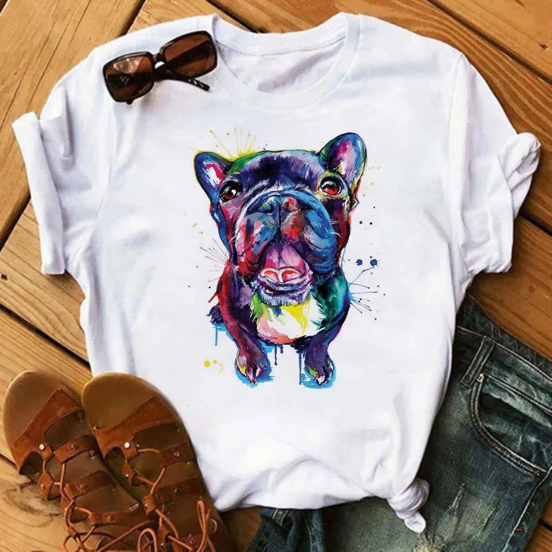 Cute French Bulldog T-shirt Animal Print Pattern Shirt