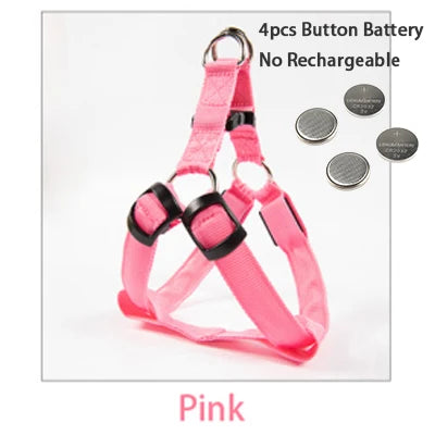 LED Dog Harness Rechargeable Flashing Night Safety