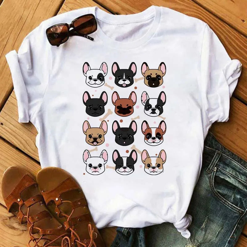Cute French Bulldog T-shirt Animal Print Pattern Shirt
