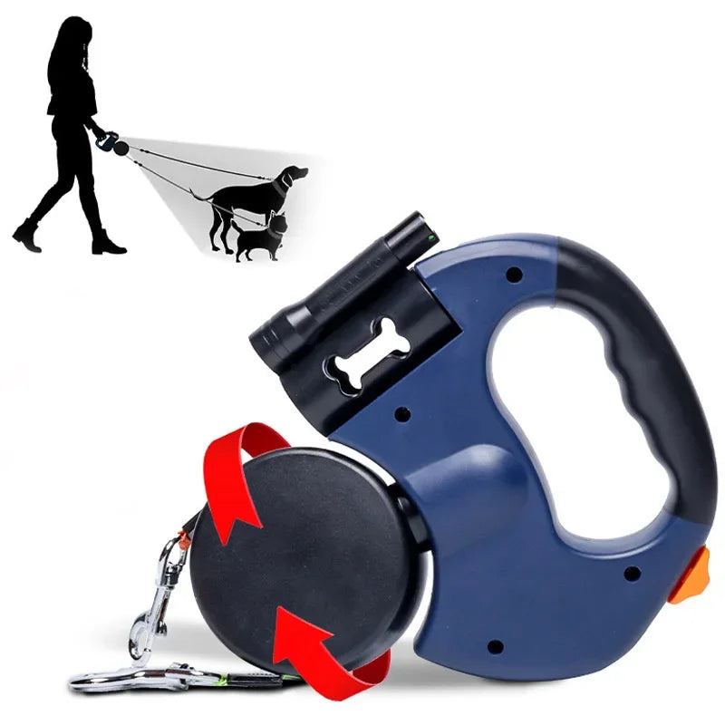 Dog leash Flashlight Poop Bag Dispenser Reflective Pet