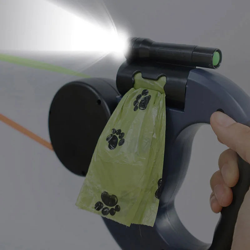 Dog leash Flashlight Poop Bag Dispenser Reflective Pet
