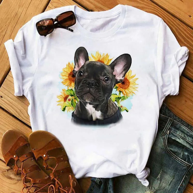 Cute French Bulldog T-shirt Animal Print Pattern Shirt