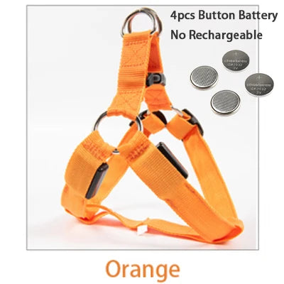 LED Dog Harness Rechargeable Flashing Night Safety