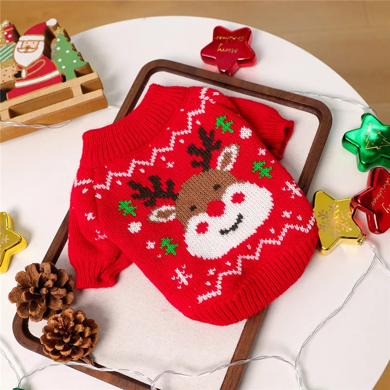 Winter Cartoon Dog Clothes Warm Christmas Sweater