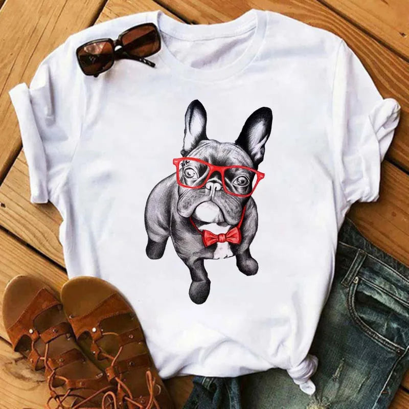 Cute French Bulldog T-shirt Animal Print Pattern Shirt