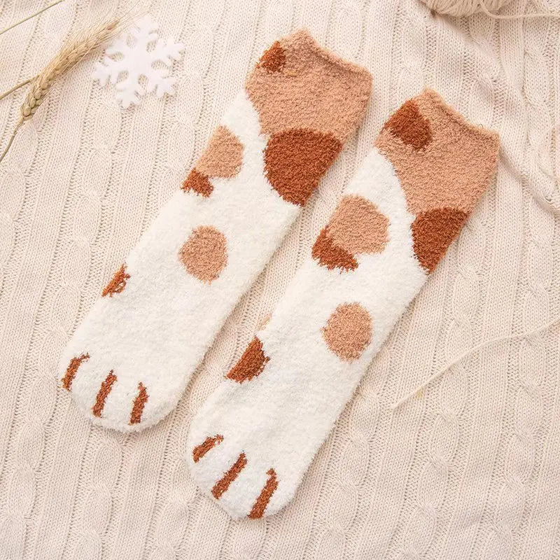 Women Winter Warm Fluffy Socks Cute Animal Claw Socks