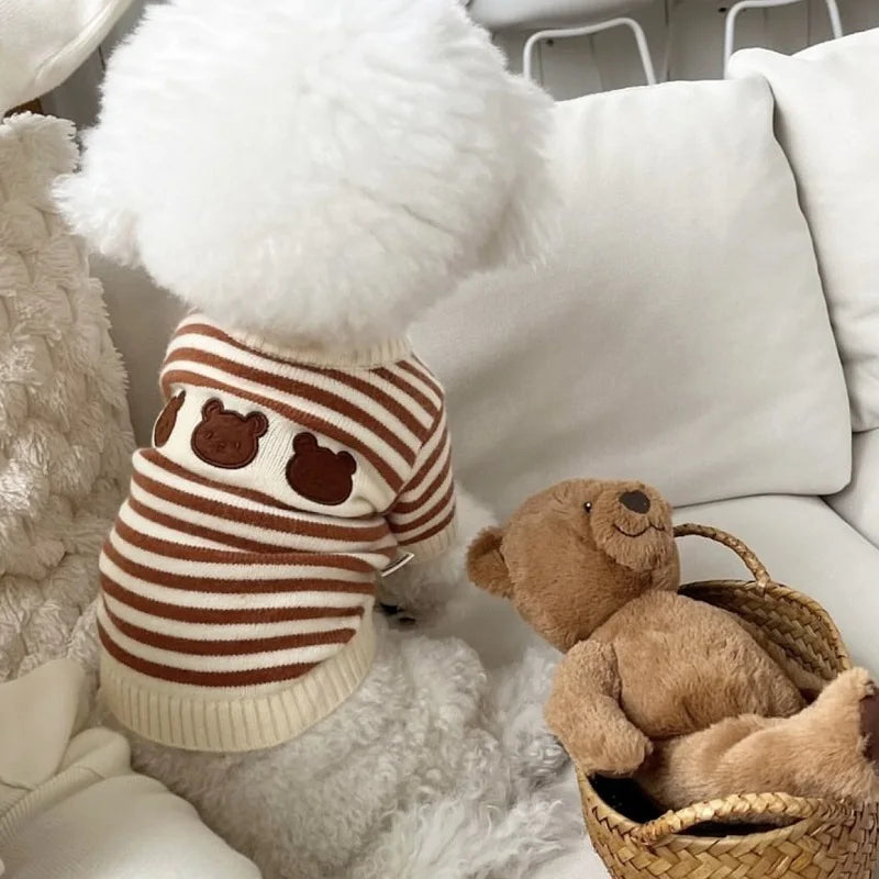 Luxury Dog Clothes Bear Striped Sweater  Pet Supplies