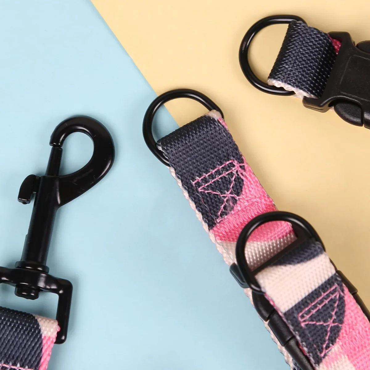 Dog Harness and Leash Abstract Patchwork Colors