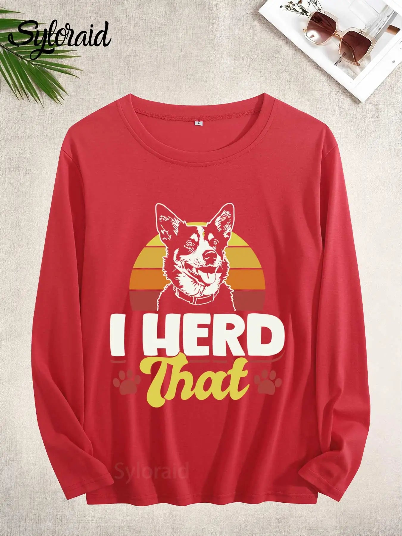 Women's Long Sleeve T Shirt Cattle Dog Shirt Fashion Top