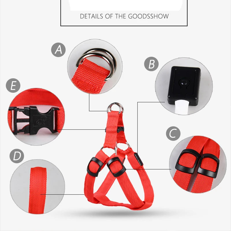 LED Dog Harness Rechargeable Flashing Night Safety