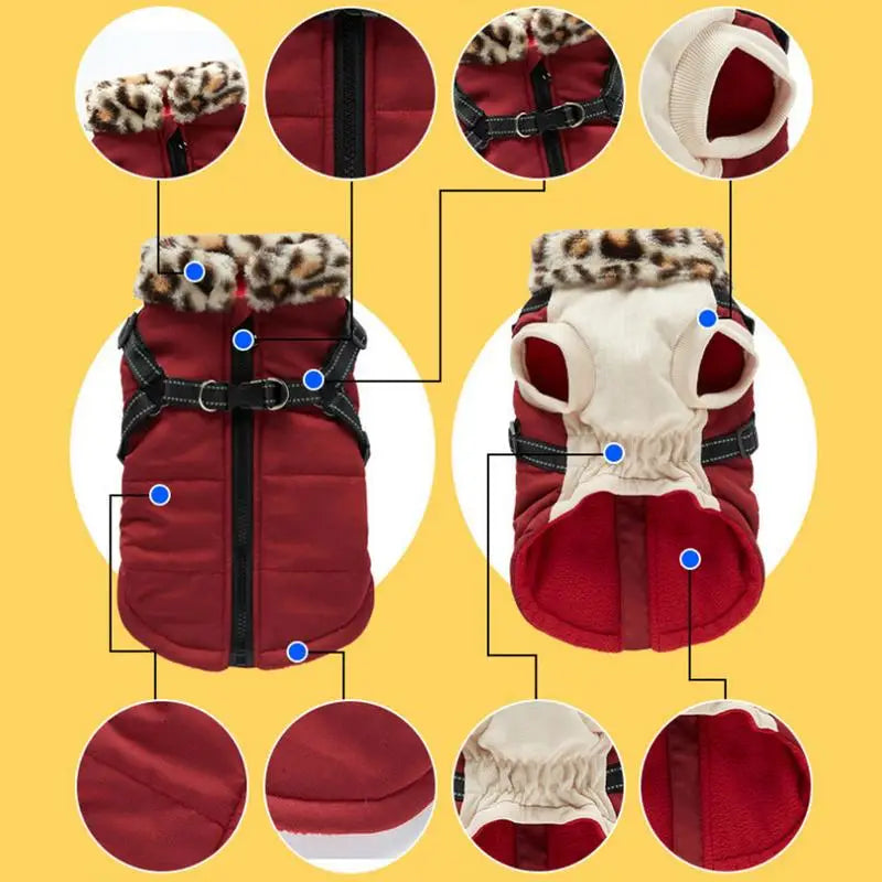 Dog Coat With Reflective Harness Winter  Waterproof Coat